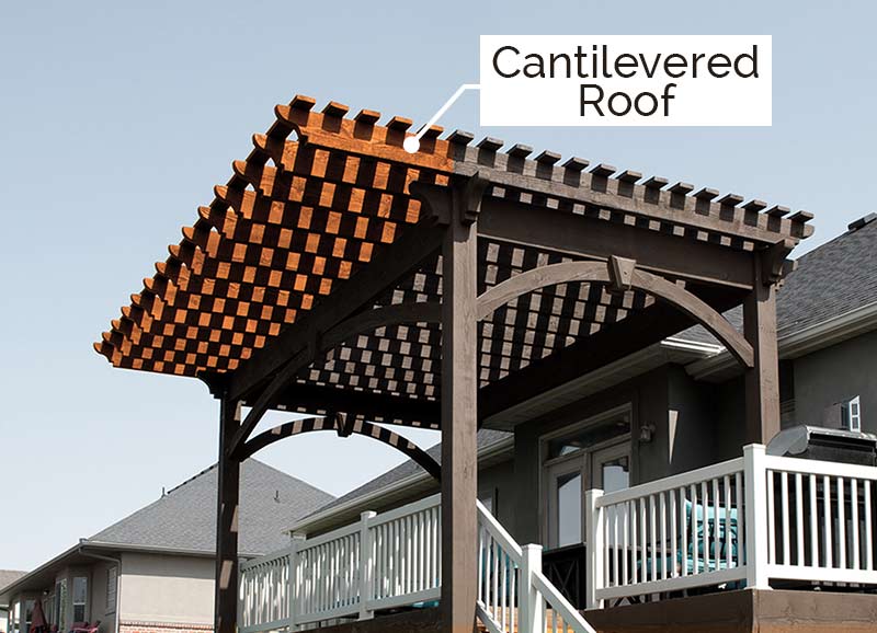 wooden pergola kit cantilevered roof
