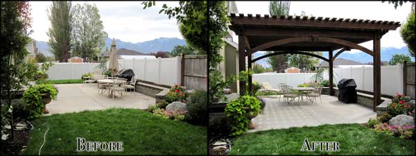 before and after pergola installation