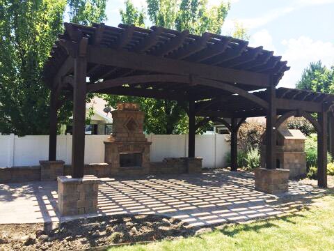 outdoor fireplaces and pergolas