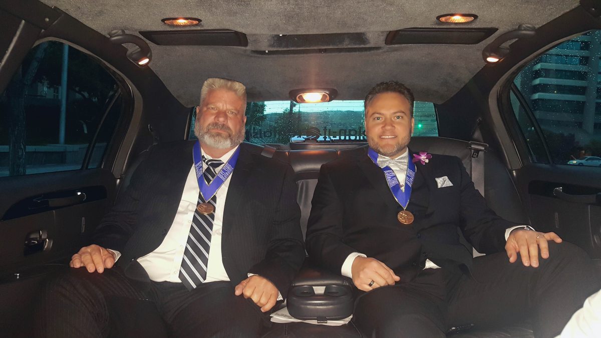 Hyrum and Brad in limo for Best of State