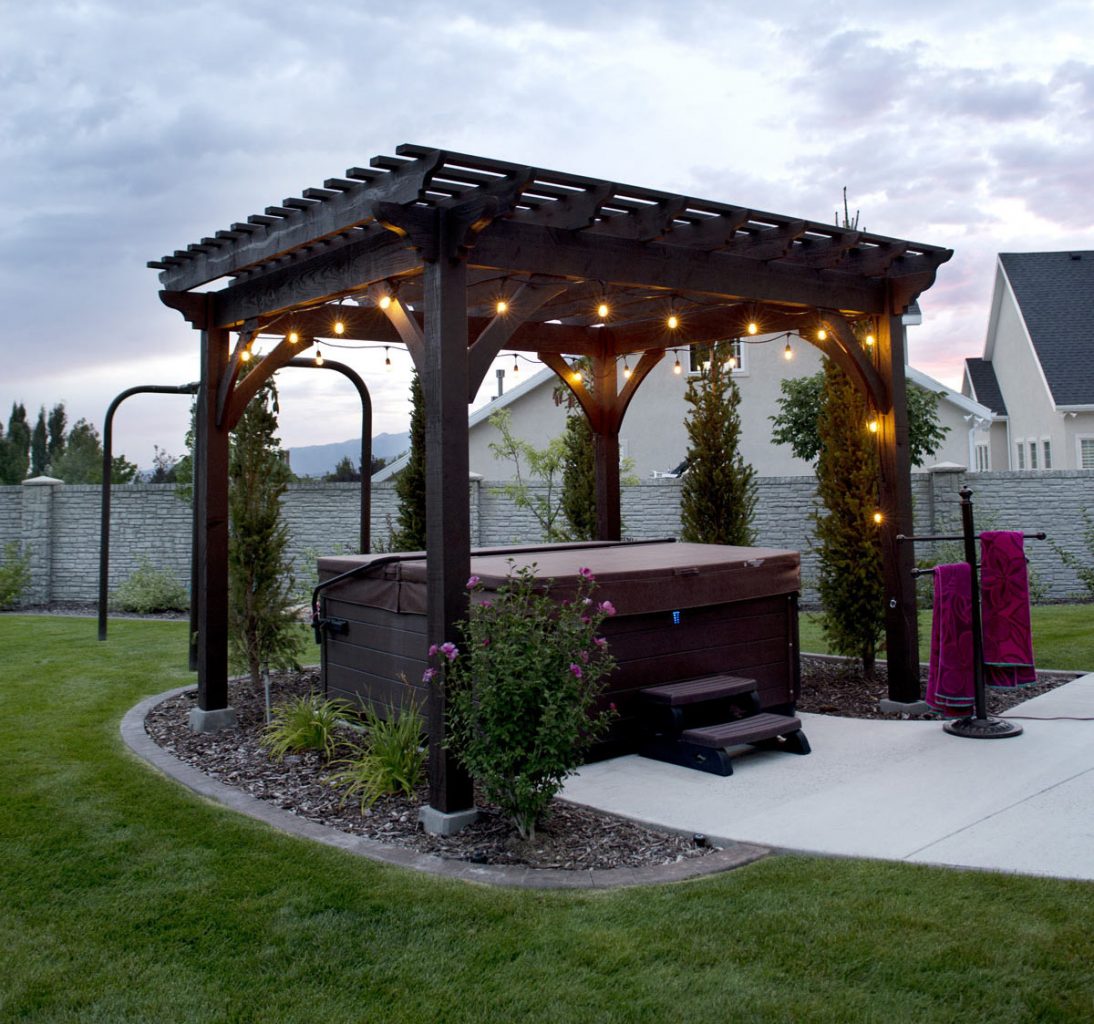 hot tub pergola lights