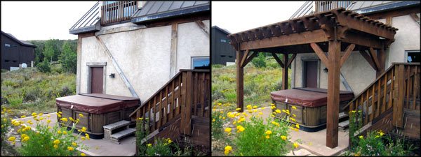 hot tub pergola shade patio