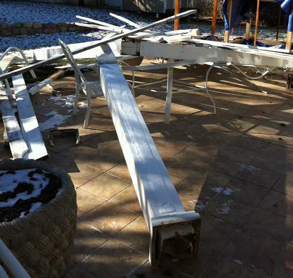 aluminum pergola blown down in wind