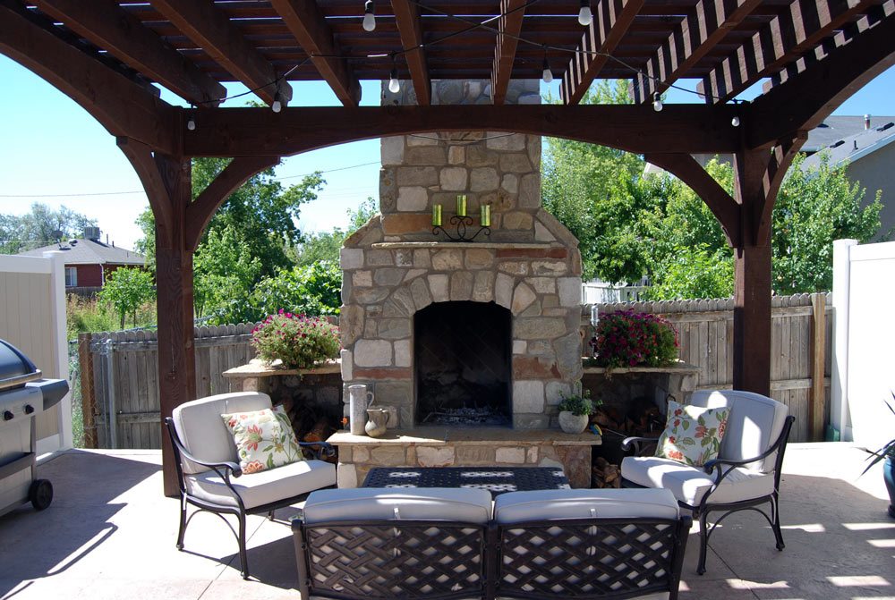 Stevens-pergola-fireplace-16×16 pergola fireplace shade