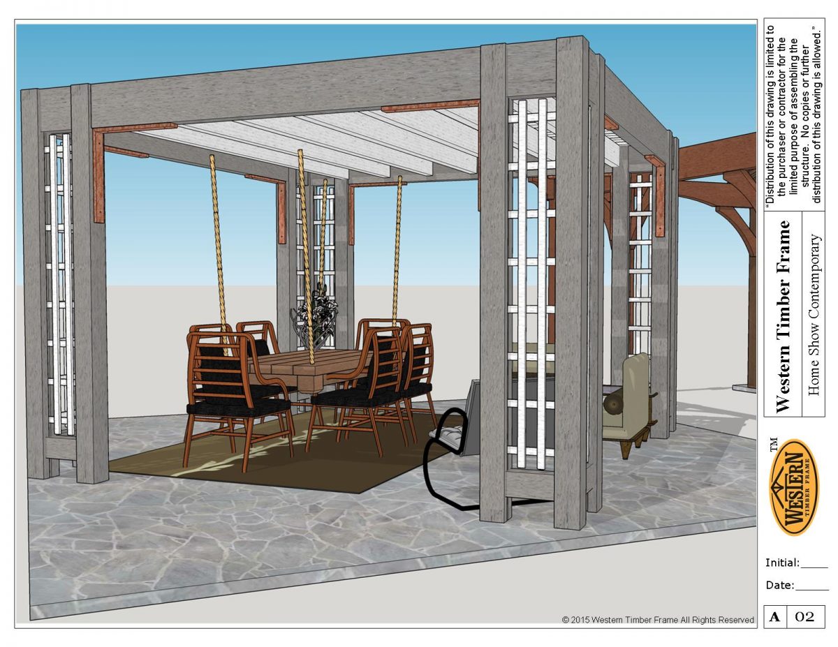 #2 - two-tone grey posts & beams, & white rafters & lattice.