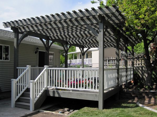 canyon grey gray solid wood deck timber pergola