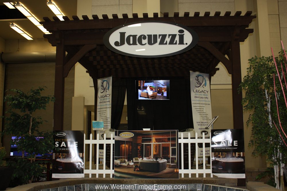 timber frame solid wood pergola over hot tub jacuzzi