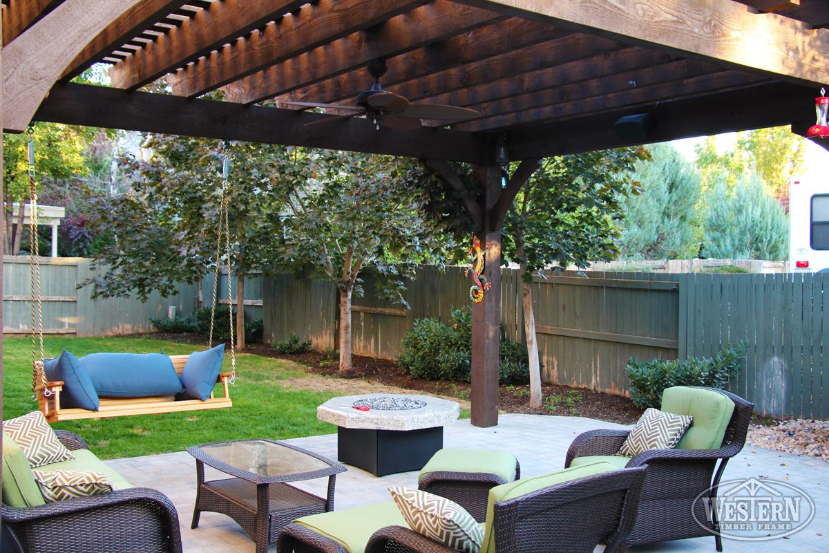 swing patio shade pergola fire