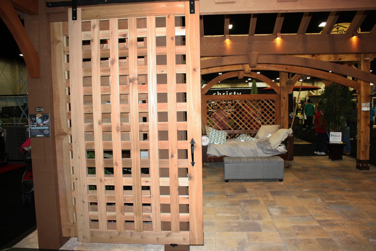 sliding trellis wood doors for pergola