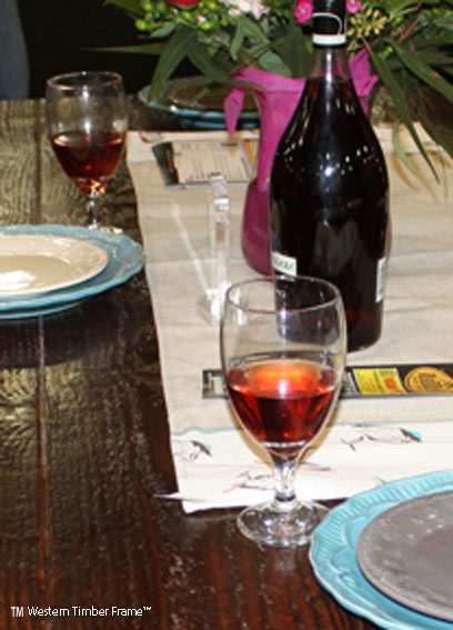 wine on suspended table