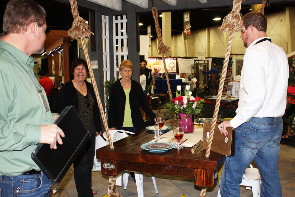 timber frame suspended table huge hit at show
