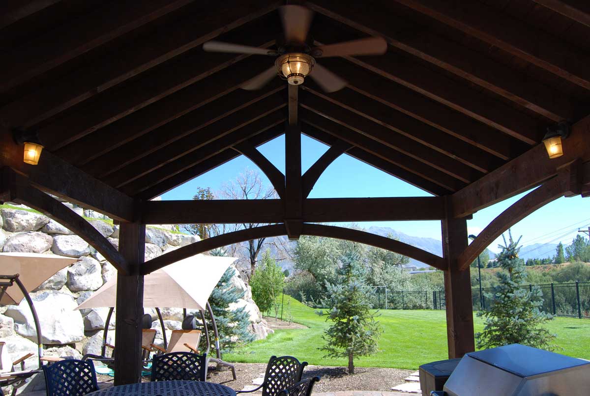 timber frame pavilion lights fan