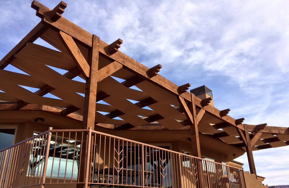 Hawley-pergola-custom-color custom stain attached pergola