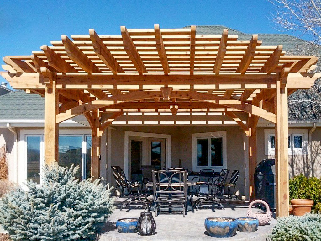 reil-natural-cantilever-roof-pergola-kit natural finish pergola kit