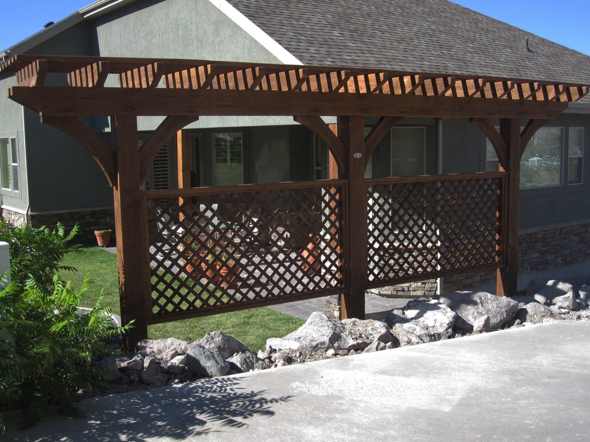 arbor with trellis shade