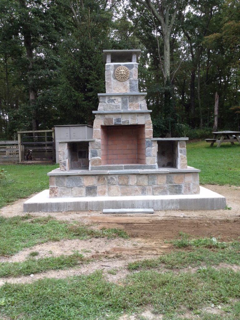 fireplace before pergola