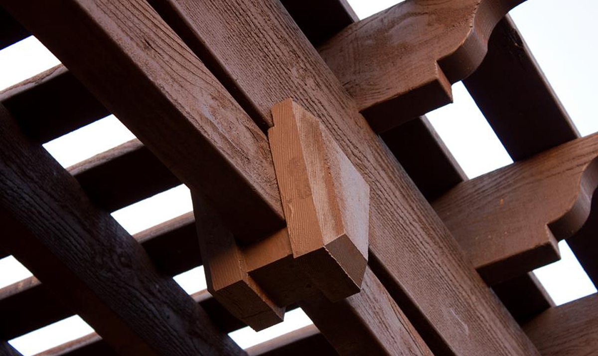 Timber frame pergola close-up