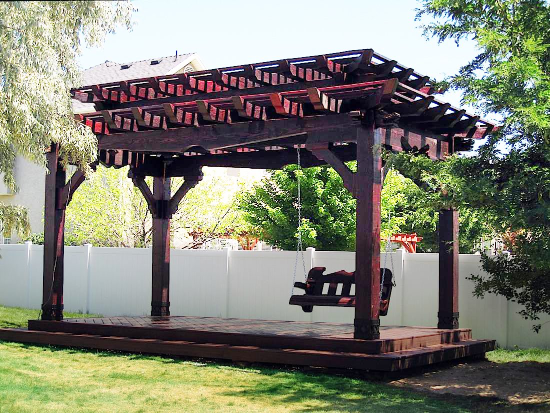 backyard pergola shade swing