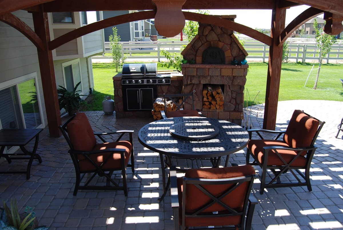 pergola with fireplace