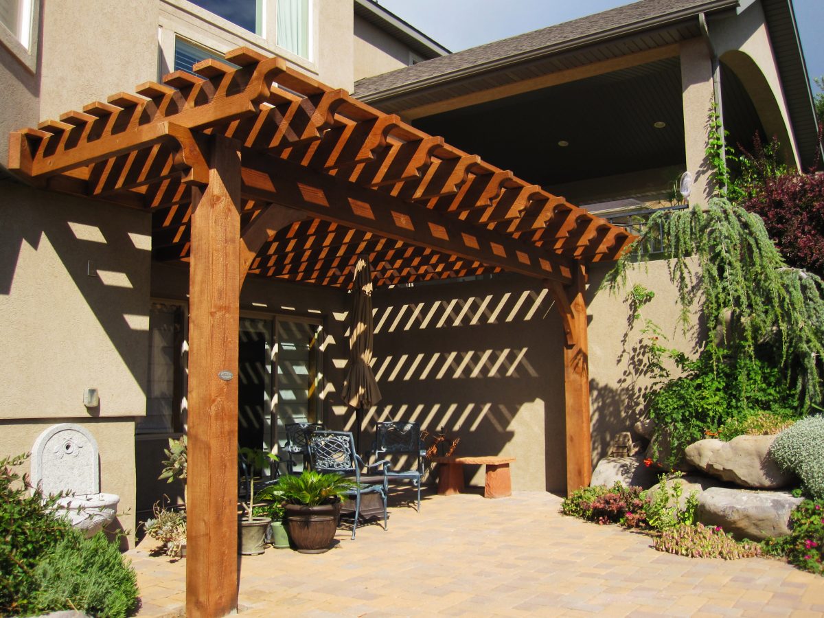 Bakker14x20-pergola-shade attached timber frame pergola