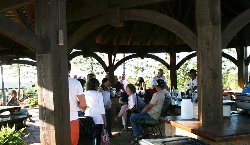 white wedding under gazebo