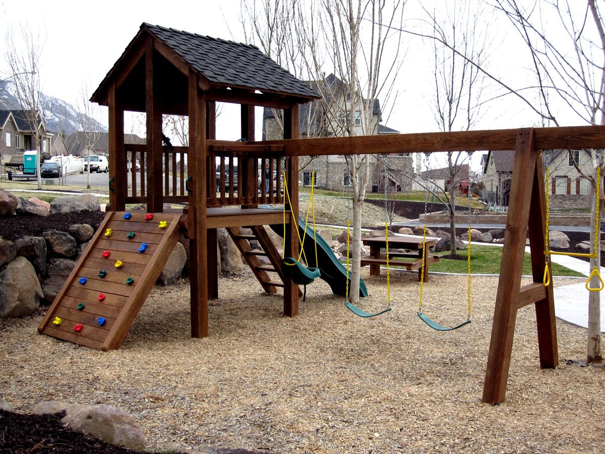 swings slide timber frame