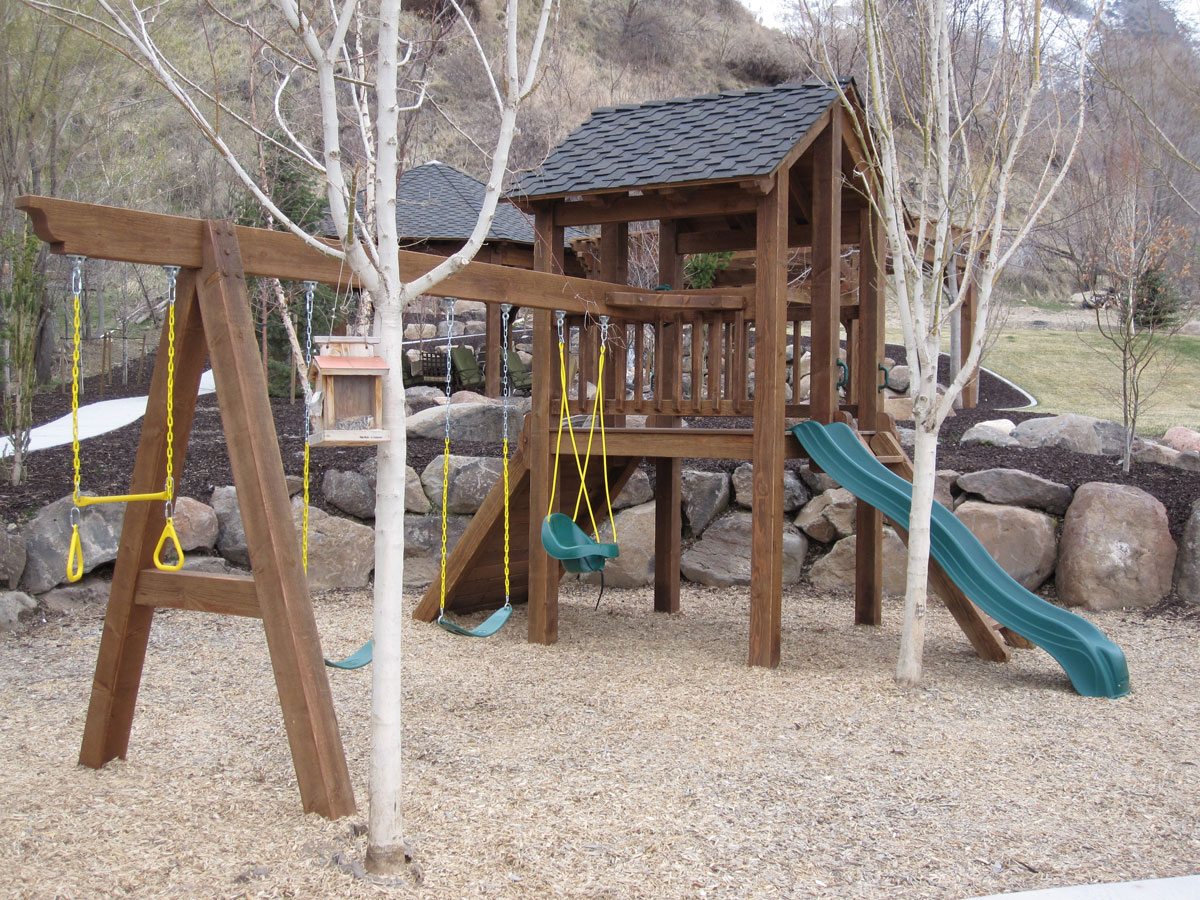 swings slide timber frame