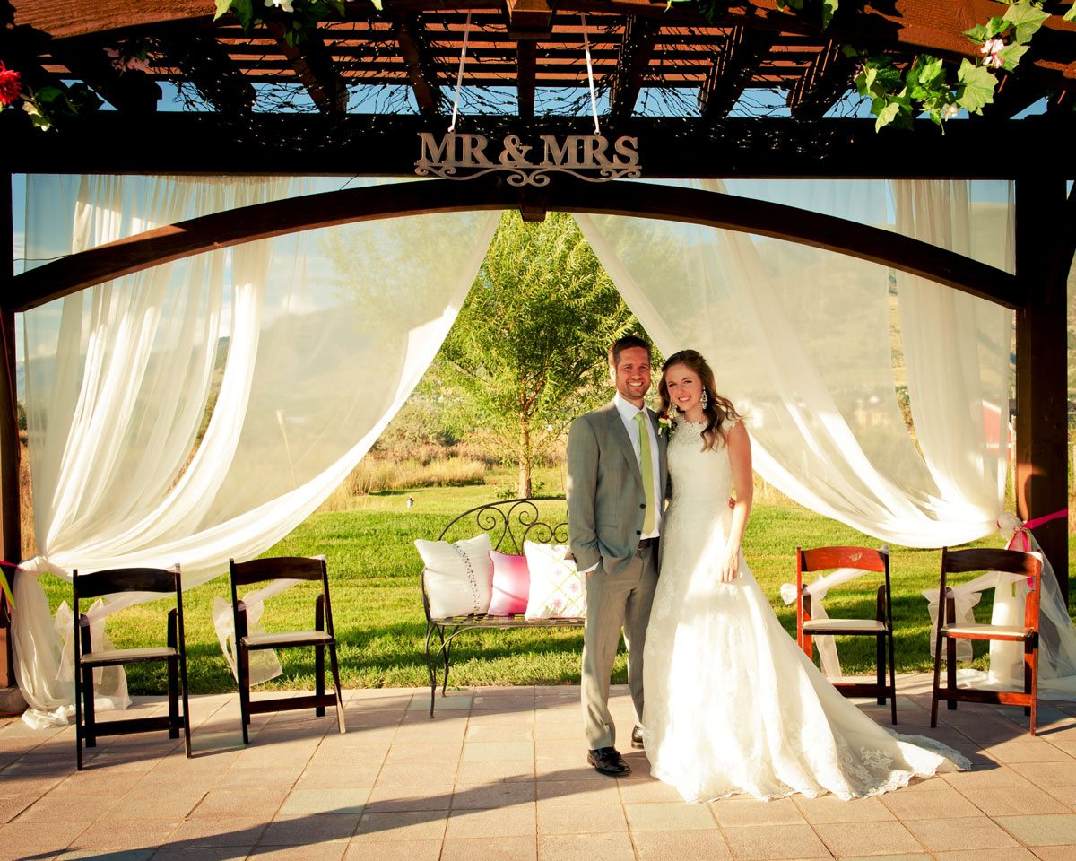 mr mrs wedding pergola