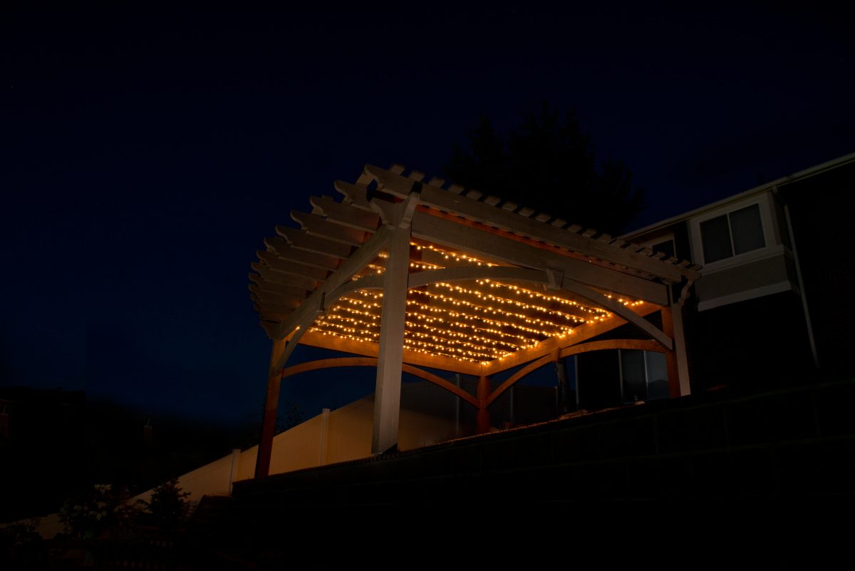 led string lights pergola