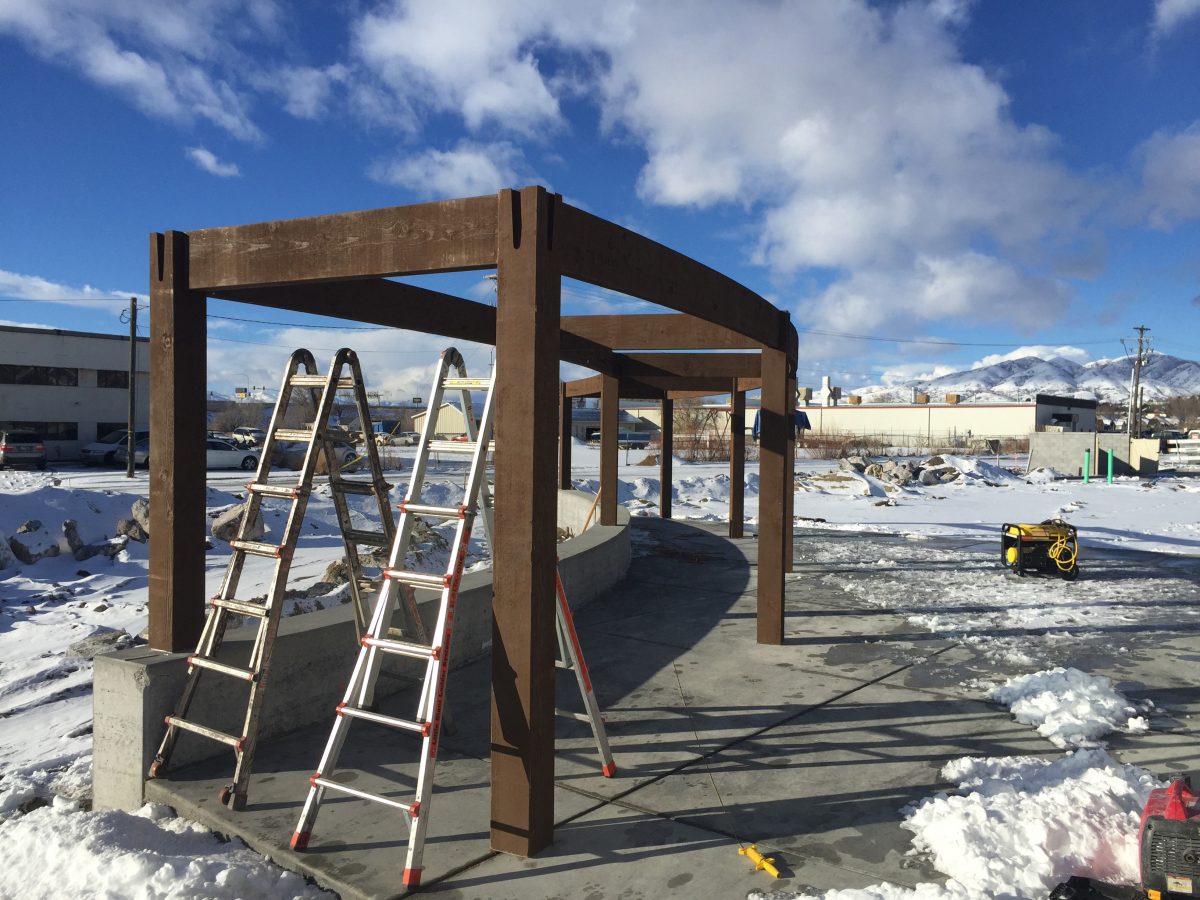 timber frame arbor winter