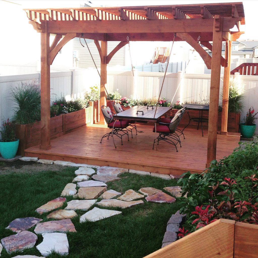 Awe Douglas-Fir Pergola, Planters, & Suspension Table | Western Frame