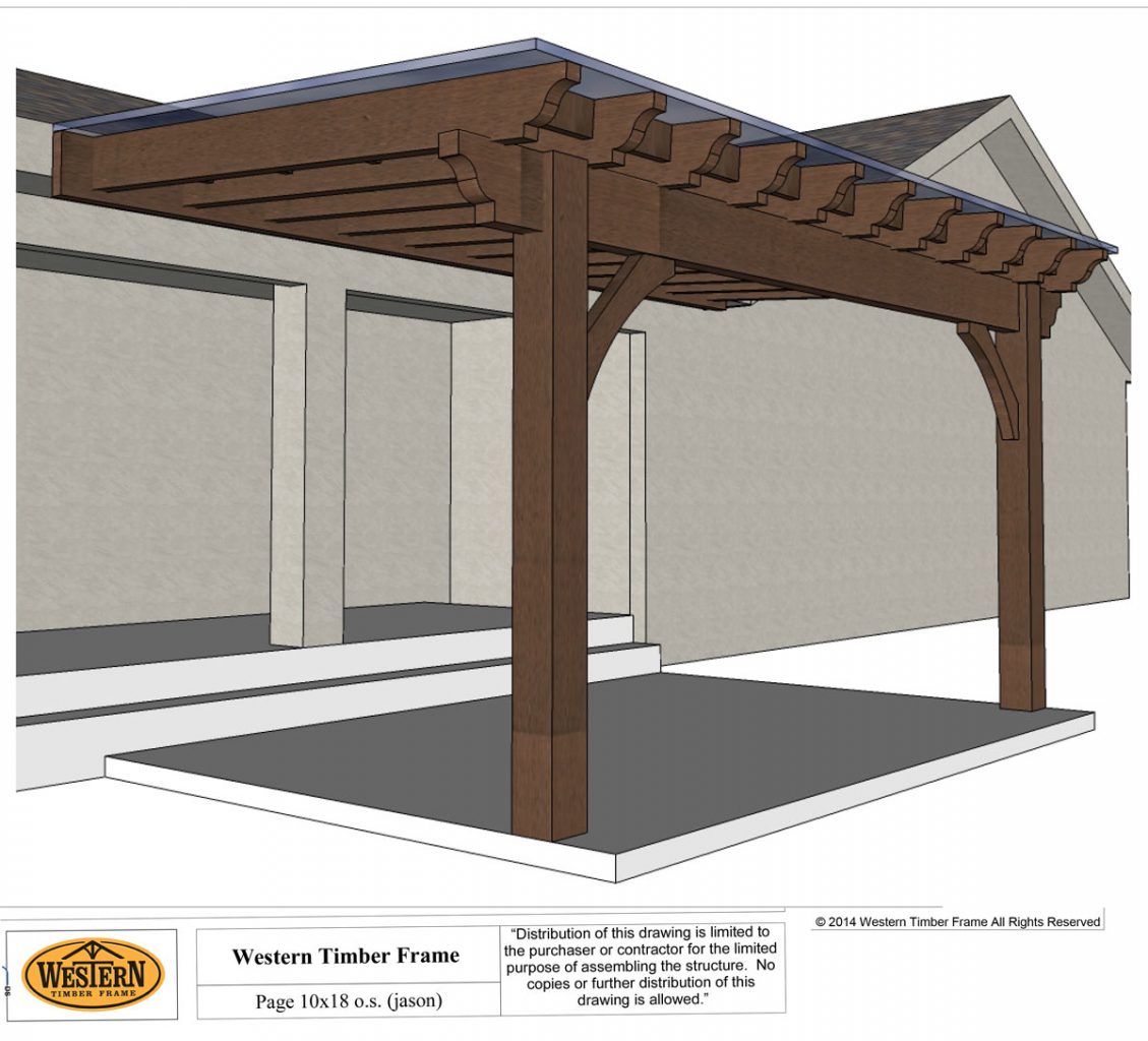 Cedar City Attached Pergola with Translucent Corrugated Roof Western