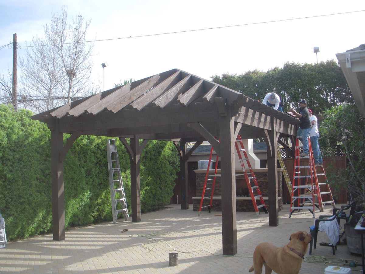 pavilion shade fireplace install