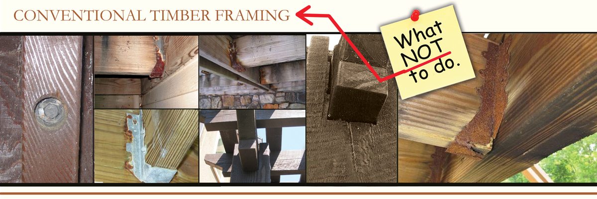 corrosion-rust-bad-joints-2 conventional timber frame pergola