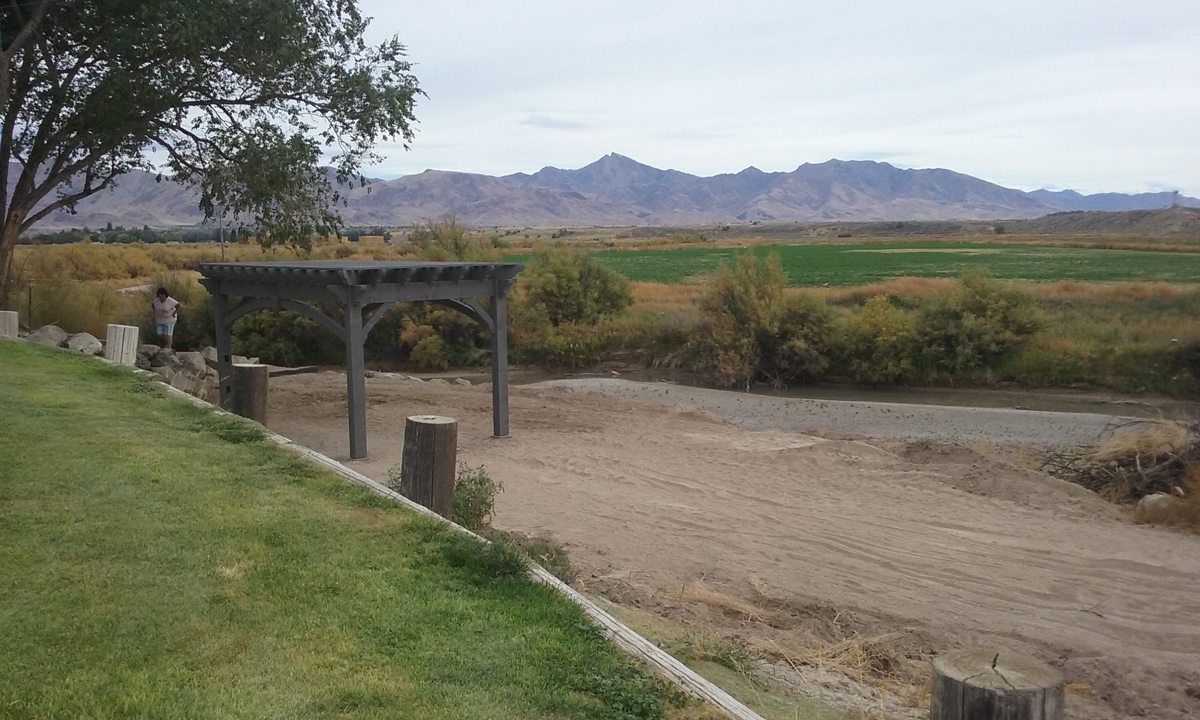 river timber frame pergola