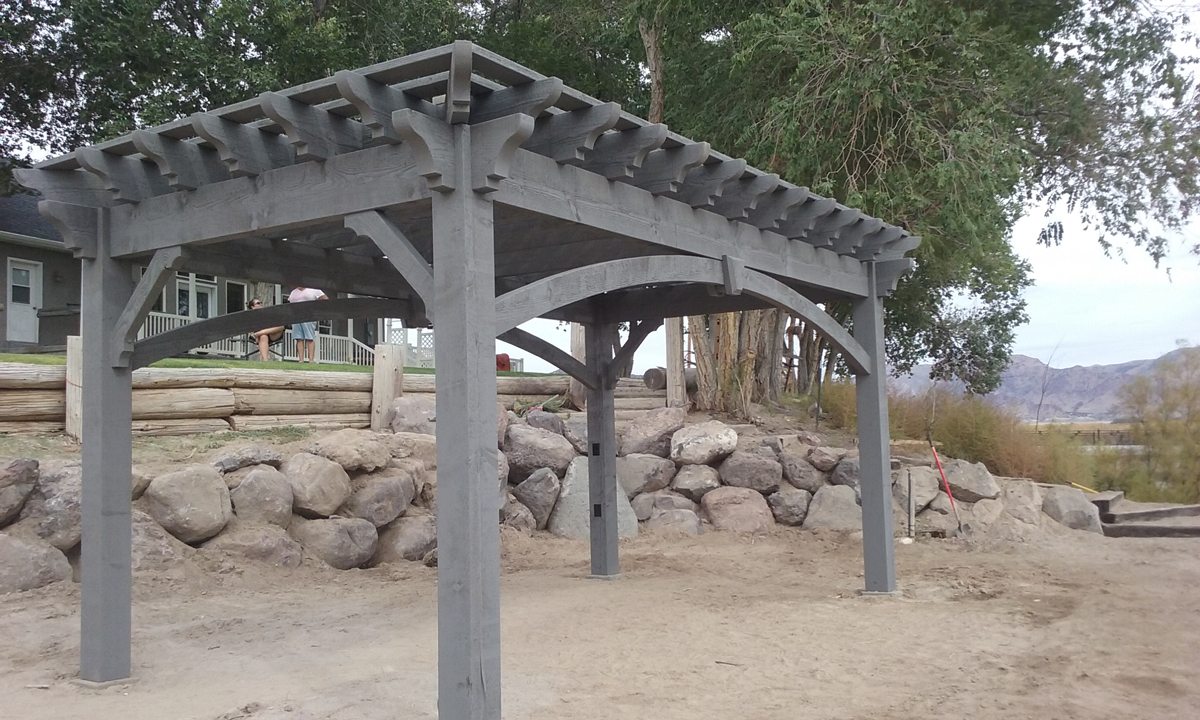 canyon gray timber frame pergola