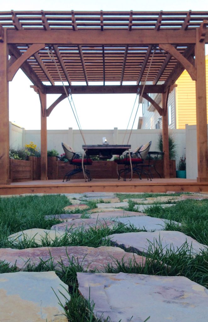 suspended table pergola