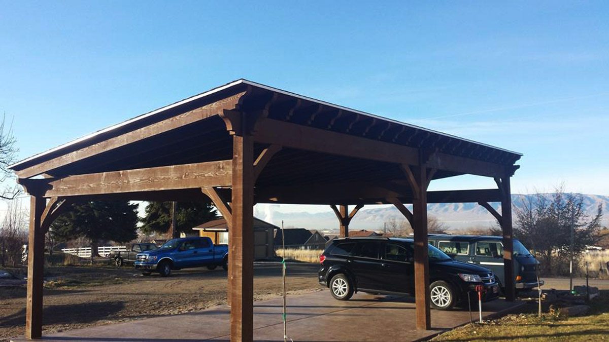 Timber frame car port pavilion