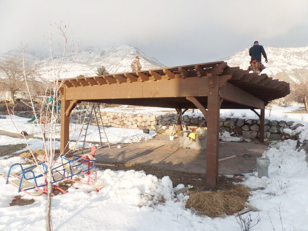 Guernsey-radius-roof-pergola Walking on cantilever radius roof top pergola