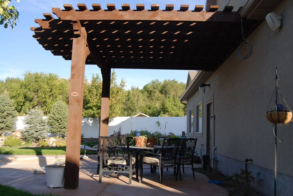 timber frame attached pergola
