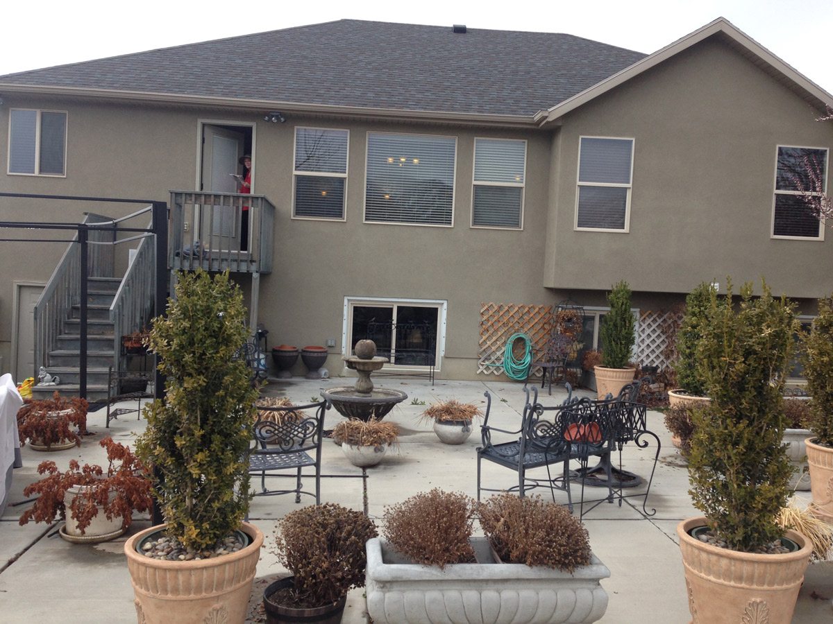 before-pergola-anderson concrete patio metal pergola
