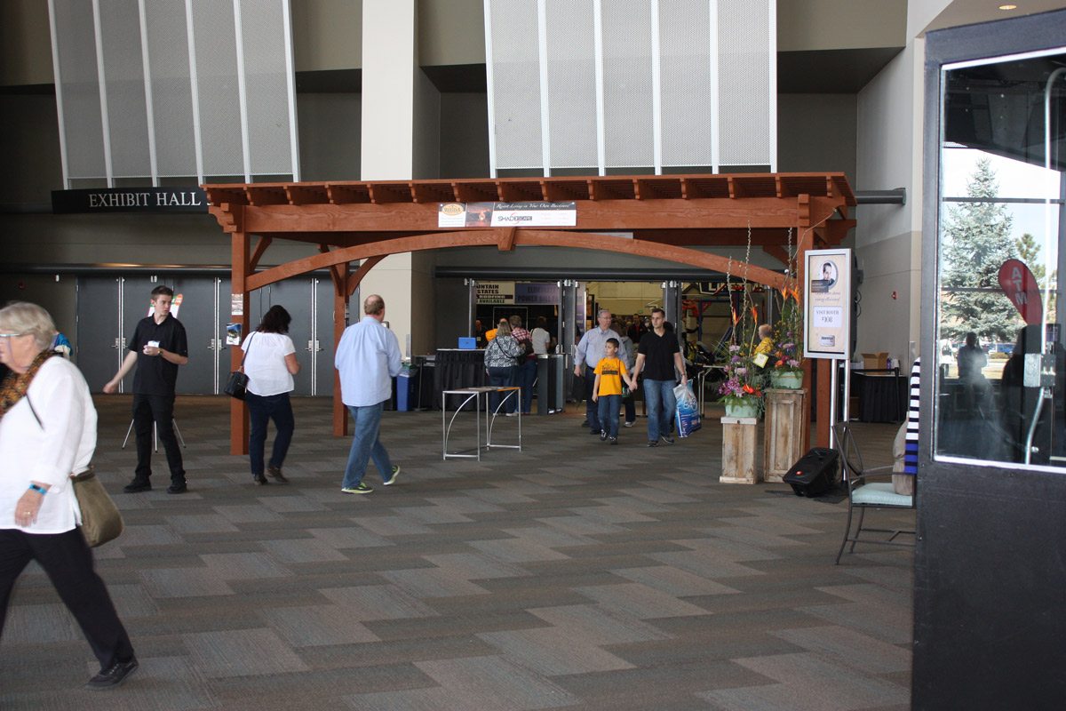 Timber frame pergola over entrance