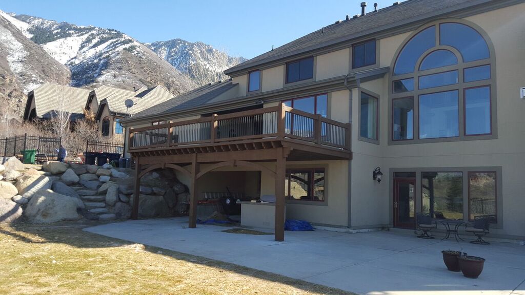 solid wood pergola deck