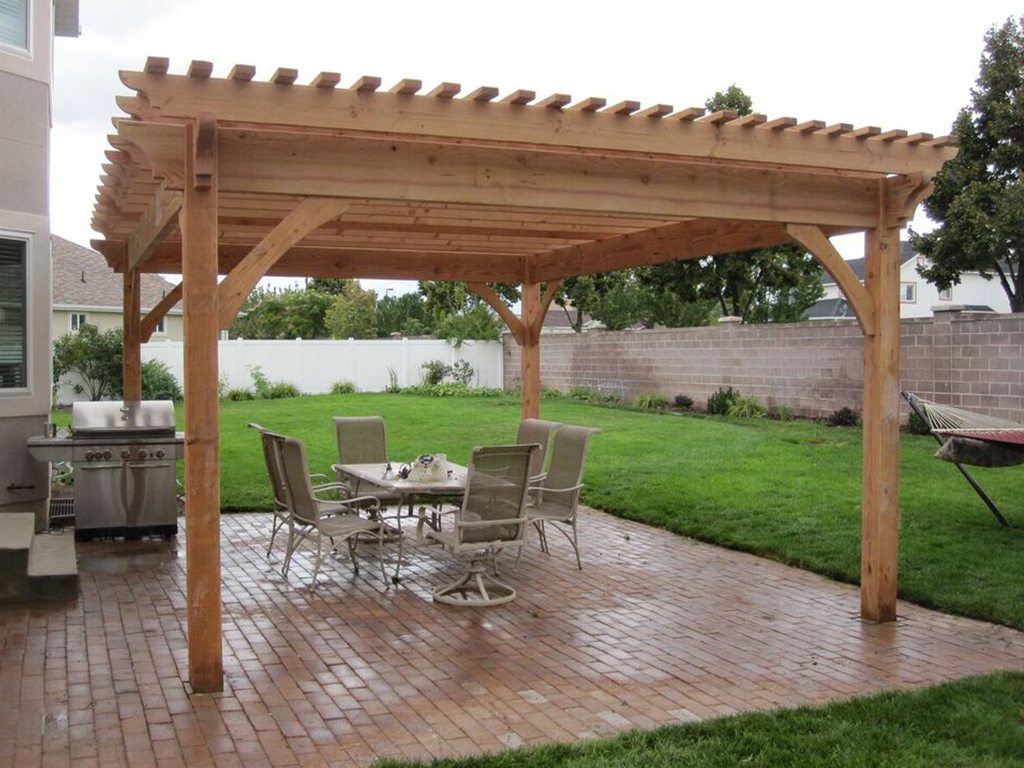 Natural finish timber frame pergola