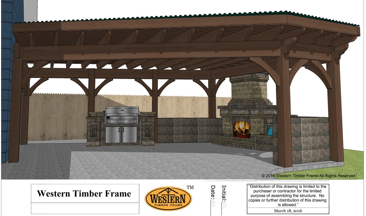 pergola plan fireplace