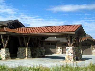 Timber frame portecochere garage.