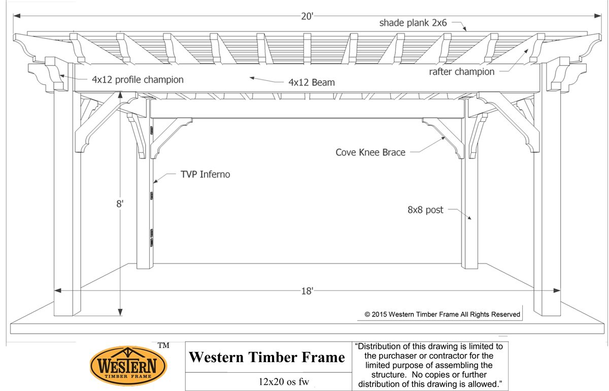 schematic 12x20 ShadeScape pergola kit