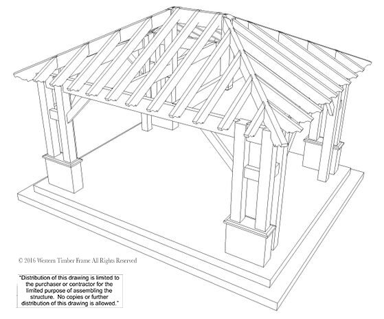 schematic hipped roof pavilion
