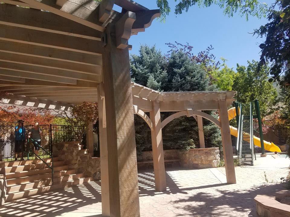 poolside shade pergola