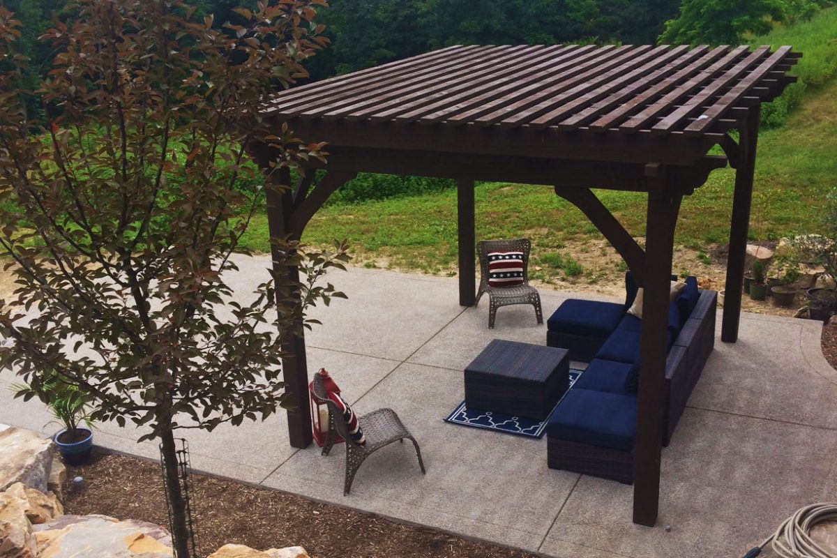 Pergola kit installed over patio